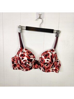Soma Padded Underwire T-Shirt Bra Red Roses Lingerie Size 36D